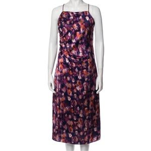 NEW Jason Wu Purple Floral Print Maxi Dress Long Prom Wedding Guest Size Small